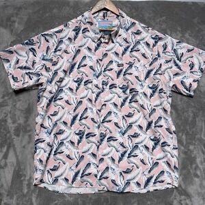Dixxon Shirt Mens 3XL Pink Barbuda All Over Print Stretch Tropical Party
